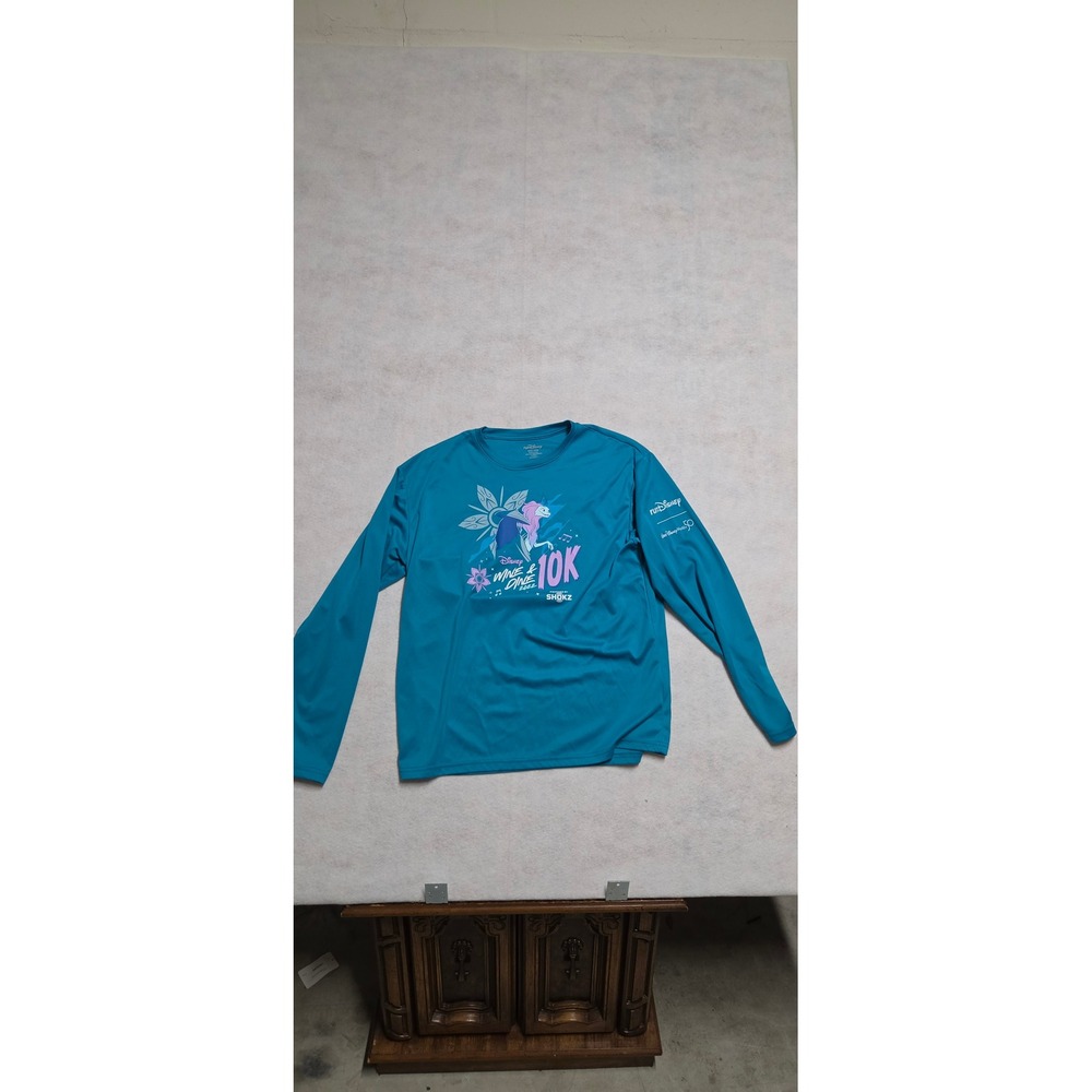 runDisney Wine & Dine 2022 10K Shirt Large Teal Raya Long Sleeve Performance